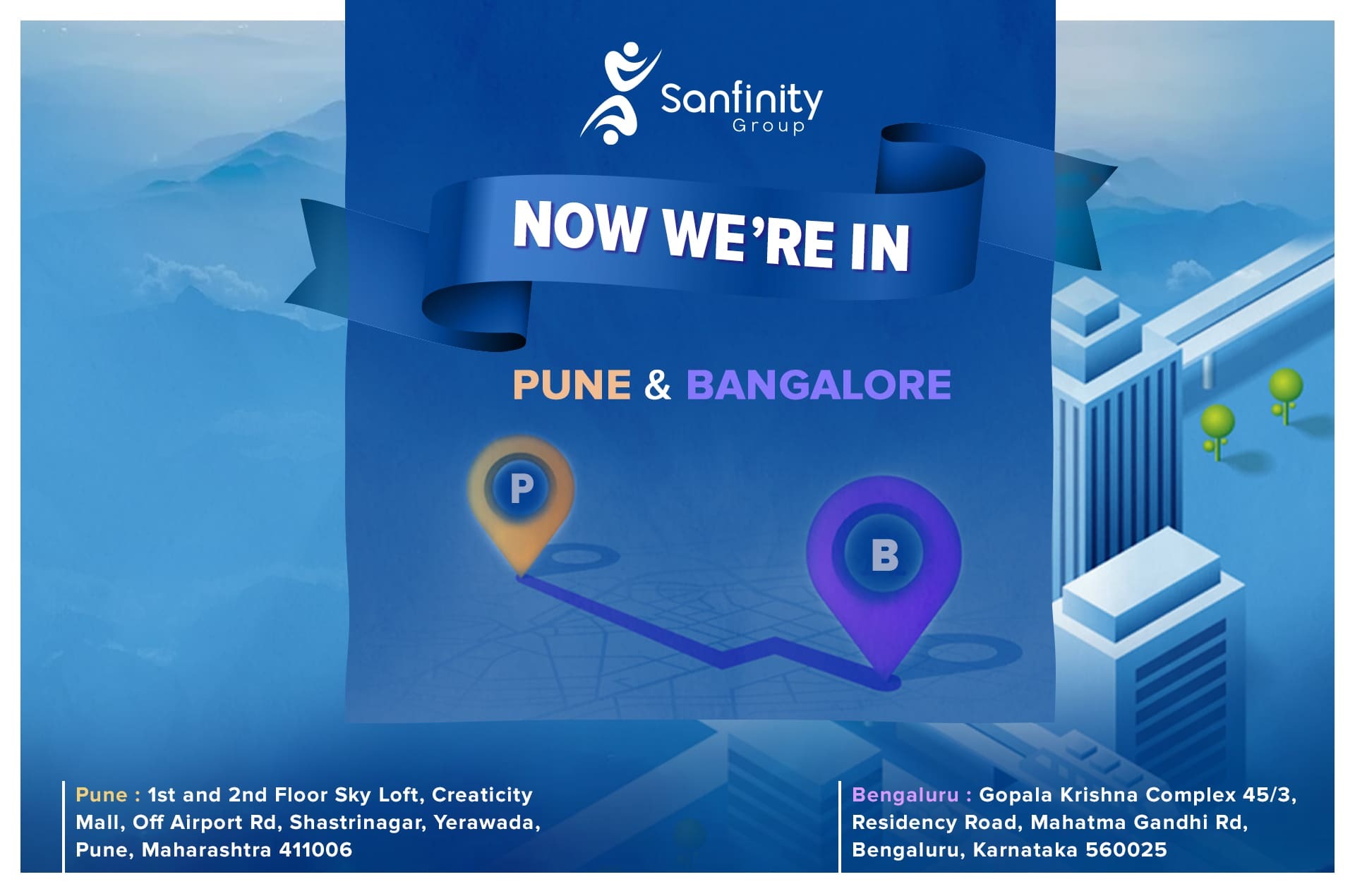 now we are in pune & bangalore